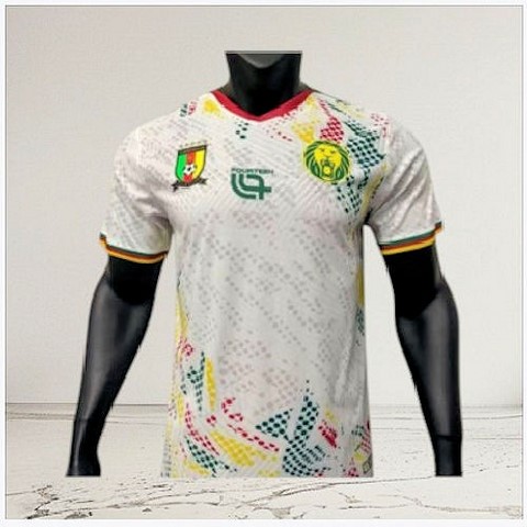 Maillot de Football Officiel  Cameroon 2026 Blanc Football Jersey, Cameroun, vert, Football, Fourteen, équipe nationale,