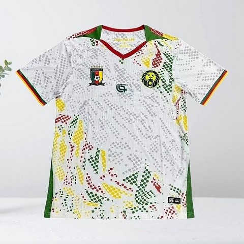 Maillot de Football Officiel Cameroun 2026, Cameroon white Football Jersey,Maillot Cameroun, personalisable, blanc, vert, rouge, Football, Lions indomptables Fourteen, Official,