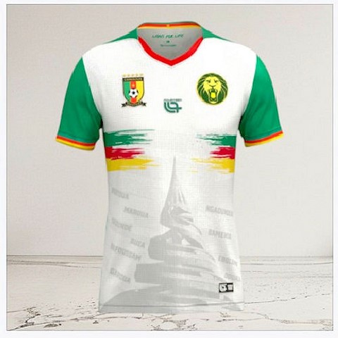  Cameroon white Football Jersey,Maillot Cameroun, personalisable, blanc, vert, rouge, Football, Lions indomptables Fourteen, Official,