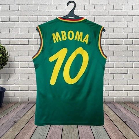 Maillot de Football Cameroun Rétro 2002, Jersey,Maillot Cameroun, personalisable, blanc, vert, rouge, Football, Lions indomptables, Puma,