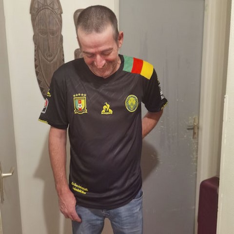  Cameroon Black Football Jersey,Maillot Cameroun, noir Football, Le Coq Sportif,