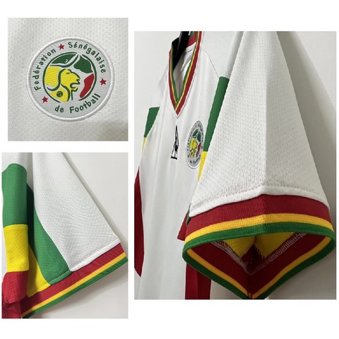 Maillot de Football Sénégal Rétro 2002, blanc, équipe nationale, drapeau, 