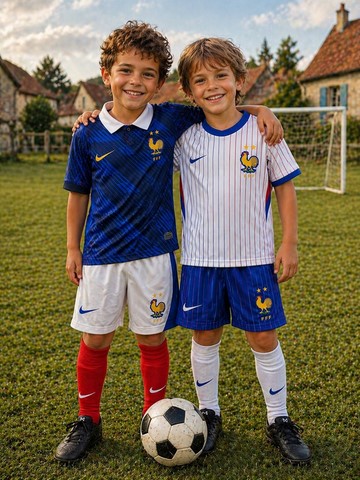 Ensemble Football Enfant Maillot + Short, blanc, France,