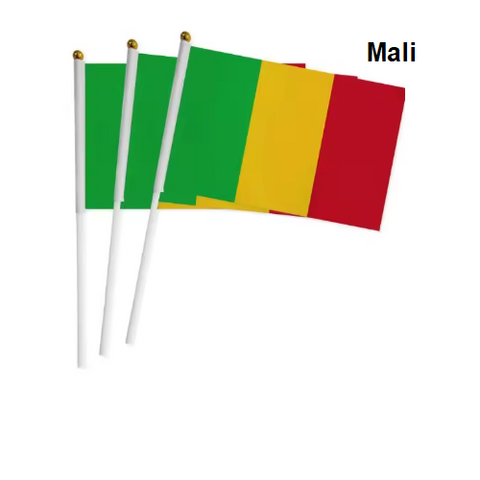 Drapeau mains Mali, lot de 5/10/20/50/100 pieèces,