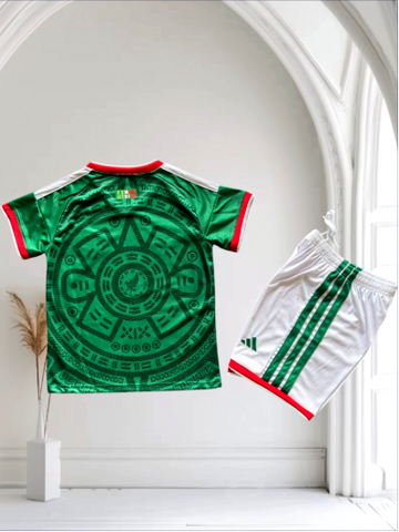 Maillot + Short Kids Footballl Mexique 2025, enfant, vert, Jerseys, Fans, Supporters El Tri, DiasporaMexicaine, Mexico, 