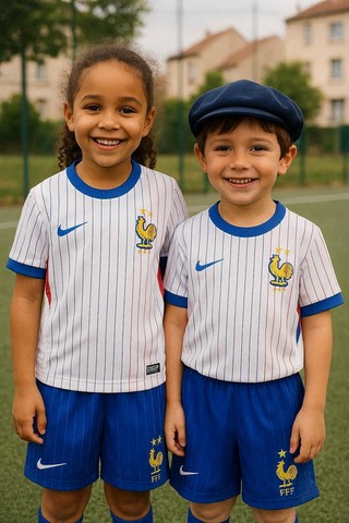 Ensemble Football Enfant Maillot + Short, blanc, France,