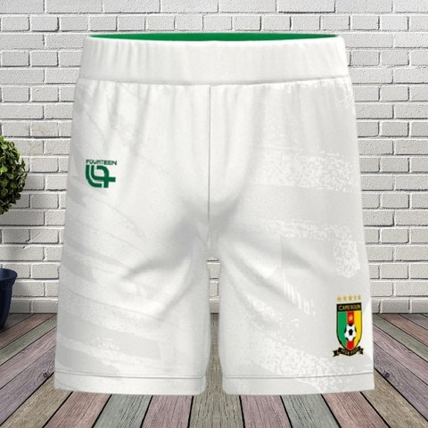 Cameroon Football Shorts, white, Short Cameroun, Jersey blanc, Football, Cameroun, Lions indomptables, Fourteen,