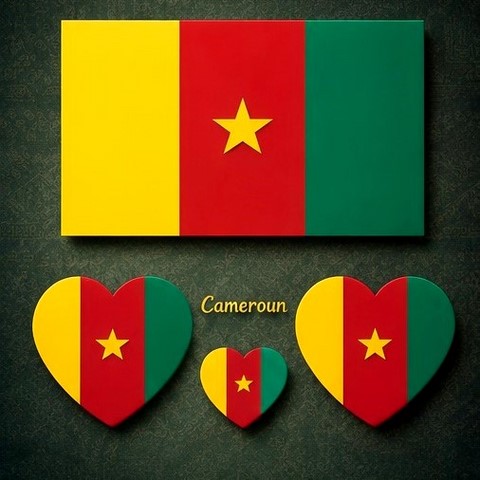 Autocollant,tatouage temporaire football drapeau Cameroun,