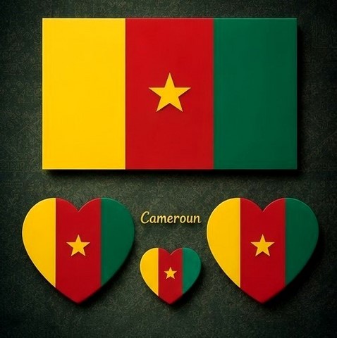 Autocollant,tatouage temporaire football drapeau Cameroun,