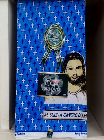 Tissu réligieux, pagne wax africain, Jésus, Je suis la lumière ,