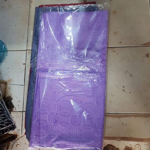 Tissu Bazin violet en coton, Djankawax, tissu au mètre,