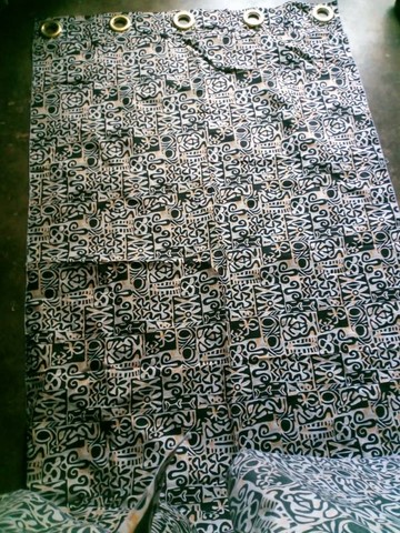 Pair of curtains in African wax loincloth fabric,