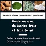 Vente en gros manioc frais et transformé, feuille, baton, farine et semoule de manioc, La ferme de Léo,