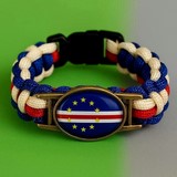 Bracelet plaque acier, Drapeau national, supporters ,Drapeau, fans supporters, Cap Vert,