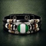 Bracelet cuir drapeau Erytrée, Supporters, Fans, Football, 