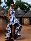 Robe soirée africaine en tissu pagne wax Cameroun