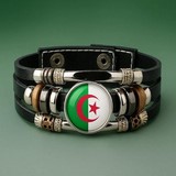 Bracelet cuir drapeau Algérie​, Supporters, Fans, Football, algérien,