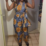 Combi-short dos nu en tissu pagne wax