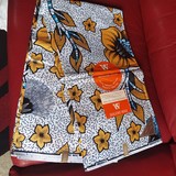 Tissu pagne wax africain, jaune, 6 yard, en coton,