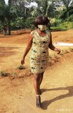 Robe droite en tissu pagne wax africain + masque
