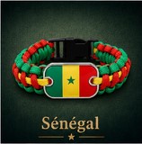 Bracelet plaque acier, Drapeau national, supporters ,Drapeau, fans supporters, Sénégal,